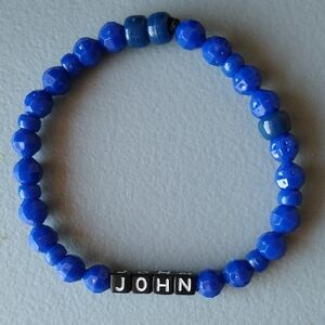 Blue Beaded Bracelet with Name Beads